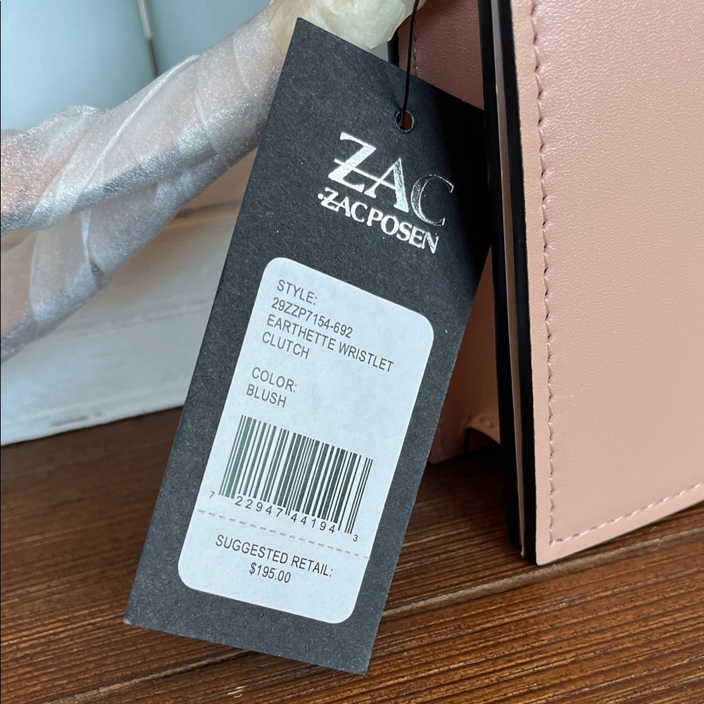 NWT ZAC Zac Posen Earthette Blush Pink Clutch - Picture 3 of 11